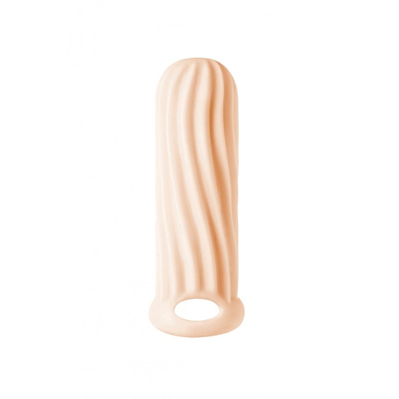 Nakładka na penisa Wide Flesh - pogrubiająca, z pierścieniem na mosznie, TPE, 13 cm - 3