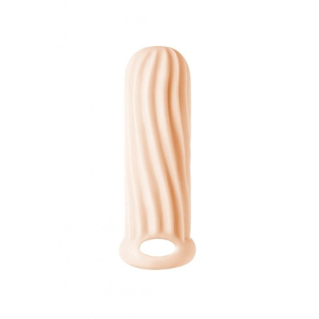 Nakładka na penisa Wide Flesh - pogrubiająca, z pierścieniem na mosznie, TPE, 13 cm - 3