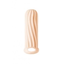 Nakładka na penisa Wide Flesh - pogrubiająca, z pierścieniem na mosznie, TPE, 13 cm - 3
