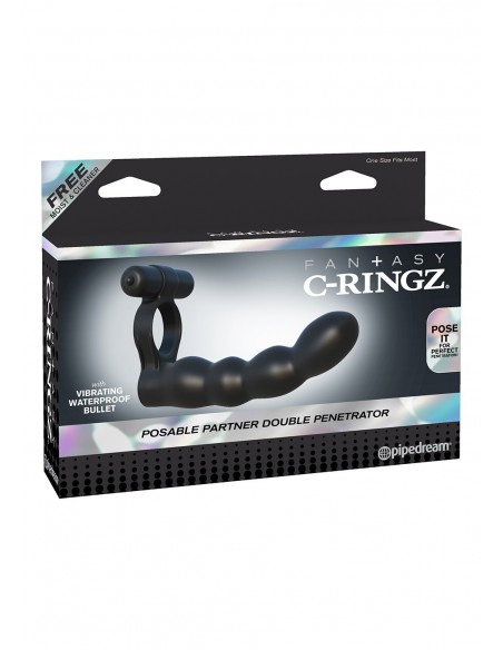 Strap-On Partner Double Penetrator Black - Strap-ony, dilda na pasku z wibracją - 2