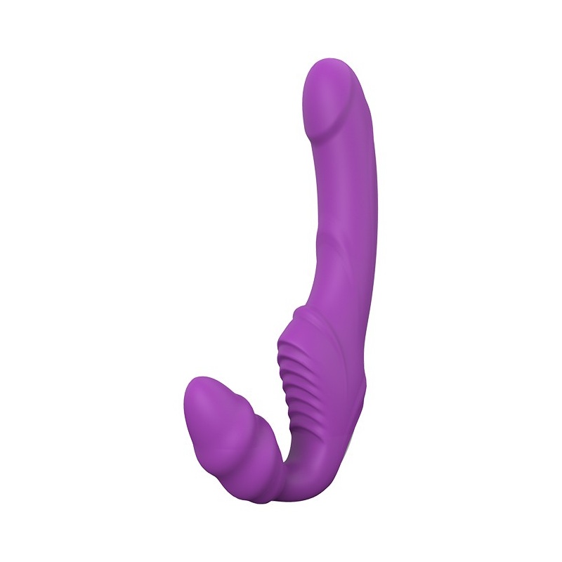 Strap-on bez ramiączek Double Dipper Purple - dwukońcowa budowa, 2 silniki, 9 wzorców wibracji - 1