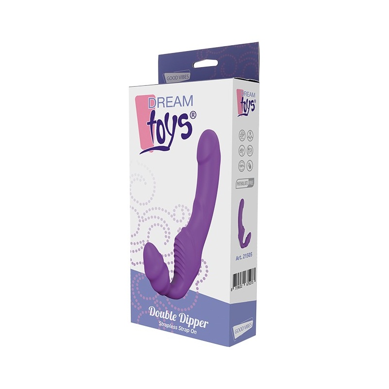Strap-on bez ramiączek Double Dipper Purple - dwukońcowa budowa, 2 silniki, 9 wzorców wibracji - 2