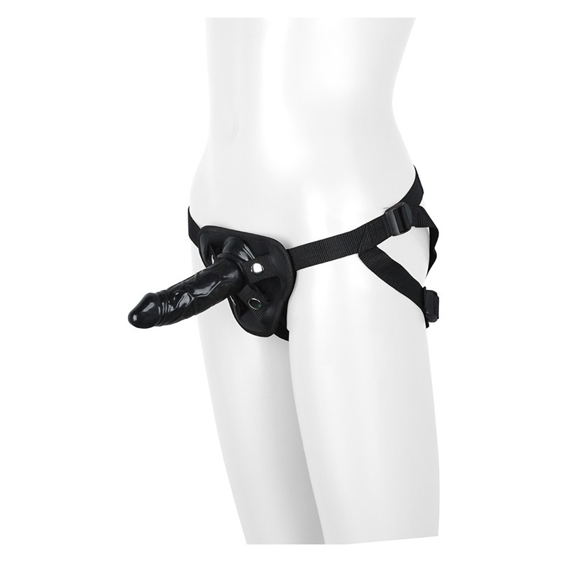 Uprząż z dildo BLAZE - odpinana wkładka PCW, regulowane pasy, 13 cm - 1