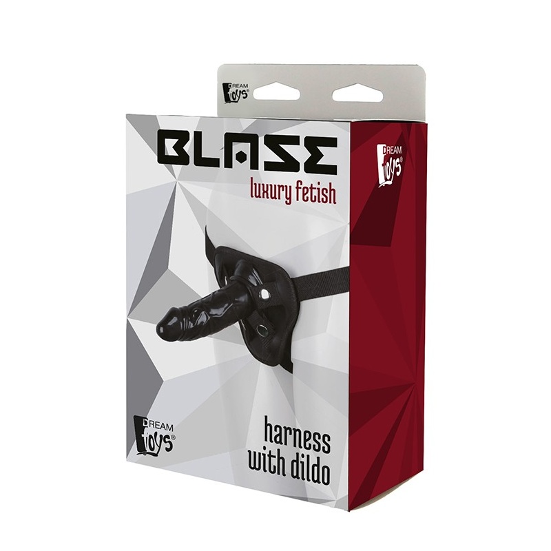 Uprząż z dildo BLAZE - odpinana wkładka PCW, regulowane pasy, 13 cm - 2