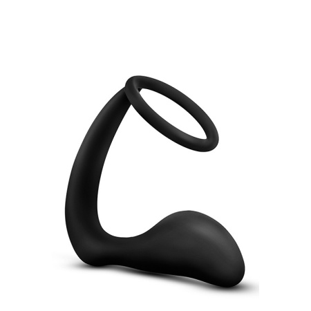 Korek analny z pierścieniem erekcyjnym Anal Adventures Cock Ring Plug Black - silikon platynowy, masaż prostaty, 10,5 cm - 3