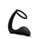 Korek analny z pierścieniem erekcyjnym Anal Adventures Cock Ring Plug Black - silikon platynowy, masaż prostaty, 10,5 cm - 3