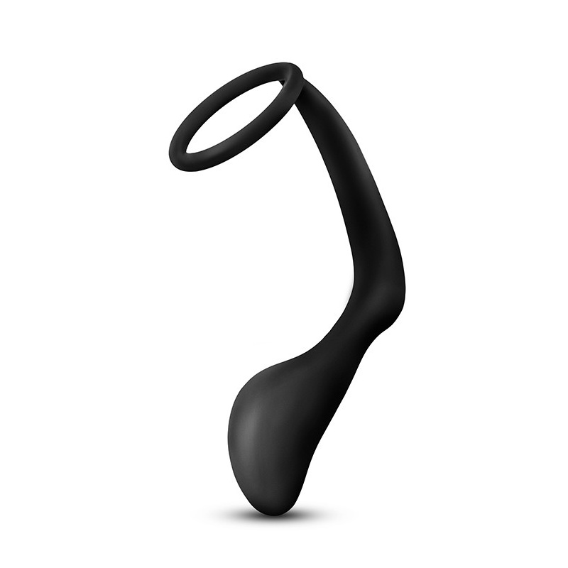 Korek analny z pierścieniem erekcyjnym Anal Adventures Cock Ring Plug Black - silikon platynowy, masaż prostaty, 10,5 cm - 4