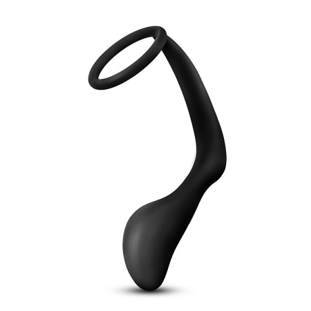 Korek analny z pierścieniem erekcyjnym Anal Adventures Cock Ring Plug Black - silikon platynowy, masaż prostaty, 10,5 cm - 4