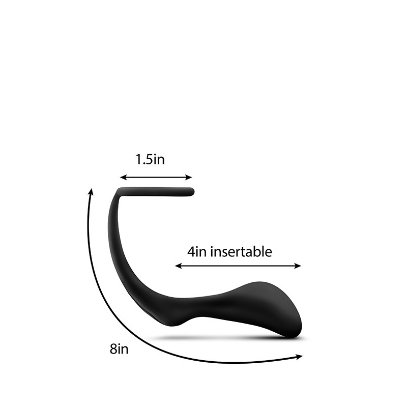 Korek analny z pierścieniem erekcyjnym Anal Adventures Cock Ring Plug Black - silikon platynowy, masaż prostaty, 10,5 cm - 5