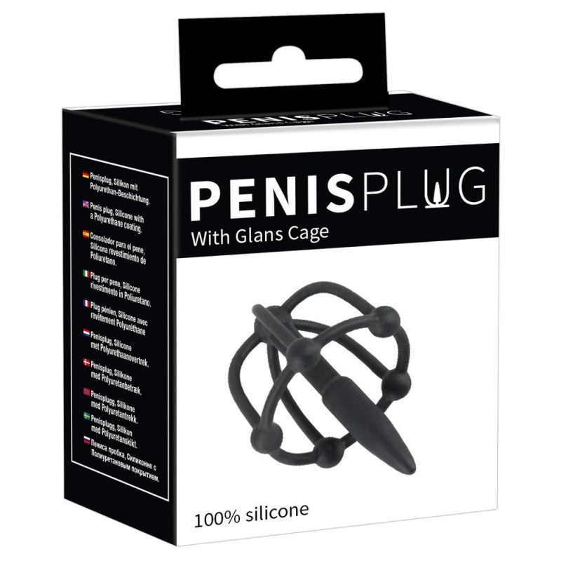 Penis Plug z Klatką na Żołądź ORION – Silikon Soft Touch, długość 5,7 cm, średnica 0,6–0,8 cm, klatka 3 cm - 1