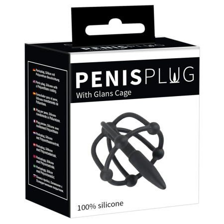 Penis Plug z Klatką na Żołądź ORION – Silikon Soft Touch, długość 5,7 cm, średnica 0,6–0,8 cm, klatka 3 cm - 1