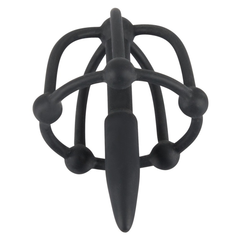 Penis Plug z Klatką na Żołądź ORION – Silikon Soft Touch, długość 5,7 cm, średnica 0,6–0,8 cm, klatka 3 cm - 4