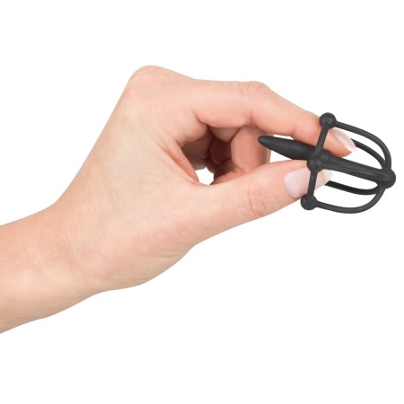 Penis Plug z Klatką na Żołądź ORION – Silikon Soft Touch, długość 5,7 cm, średnica 0,6–0,8 cm, klatka 3 cm - 5