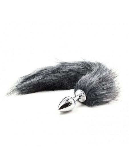 Plug anale con coda Long Fox Tail grigia - Korki analne z ogonkiem - 1
