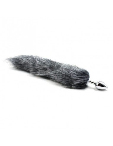 Plug anale con coda Long Fox Tail grigia - Korki analne z ogonkiem - 2