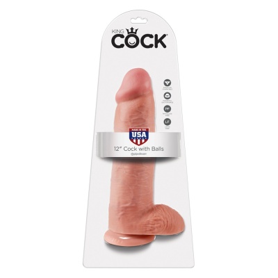 Realistyczne dildo z jądrami i przyssawką 12 inch – długość 30,5 cm, średnica 7,6 cm - 1