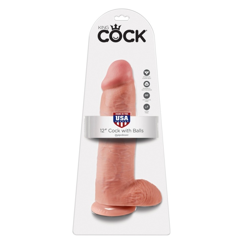 Realistyczne dildo z jądrami i przyssawką 12 inch – długość 30,5 cm, średnica 7,6 cm - 1
