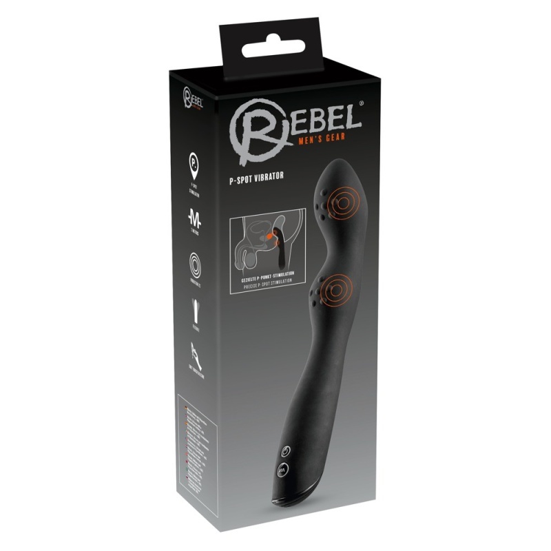 Wibrator analny Rebel P-Spot 23,5 cm z zakrzywioną końcówką i falistym trzonem - 1