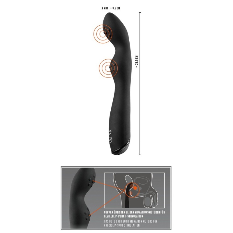 Wibrator analny Rebel P-Spot 23,5 cm z zakrzywioną końcówką i falistym trzonem - 7
