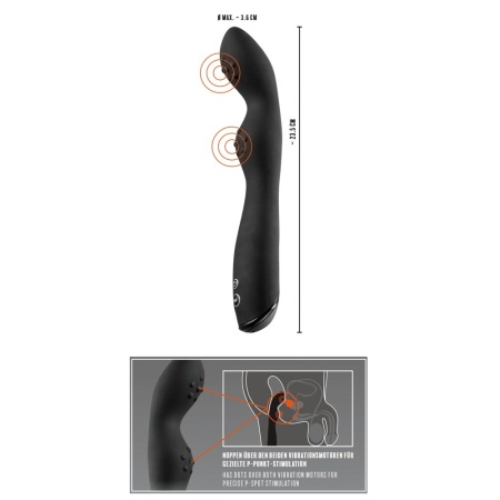 Wibrator analny Rebel P-Spot 23,5 cm z zakrzywioną końcówką i falistym trzonem - 7