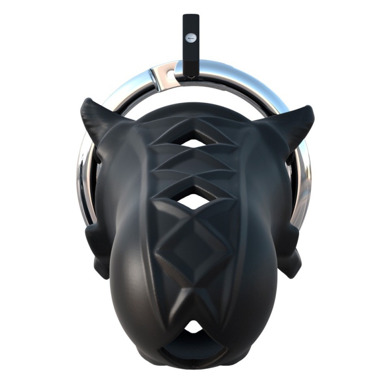 Klatka na penisa FCR Extreme Silicone Cock Bloc – regulowany pierścień, metalowy zamek, długość 9,5 cm - 3