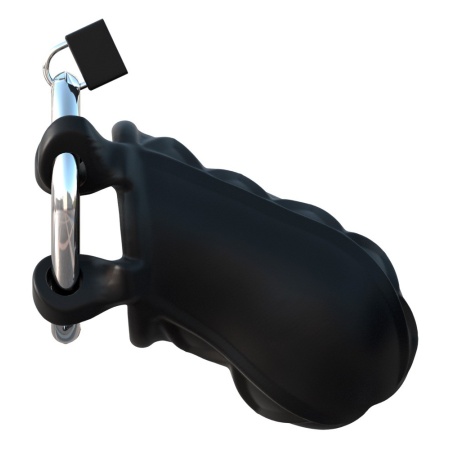 Klatka na penisa FCR Extreme Silicone Cock Bloc – regulowany pierścień, metalowy zamek, długość 9,5 cm - 4