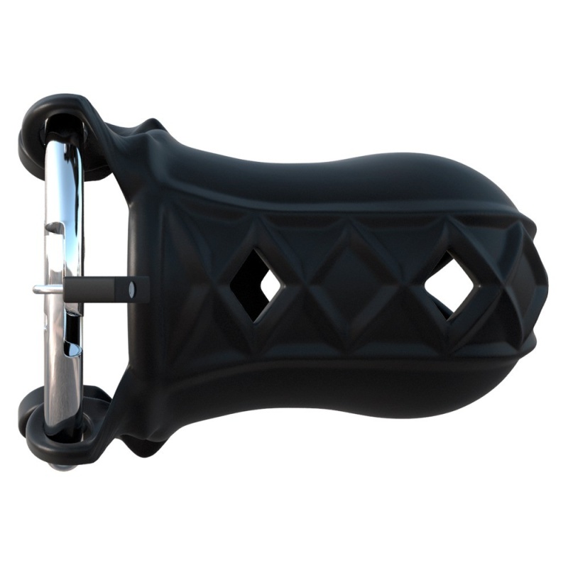 Klatka na penisa FCR Extreme Silicone Cock Bloc – regulowany pierścień, metalowy zamek, długość 9,5 cm - 5