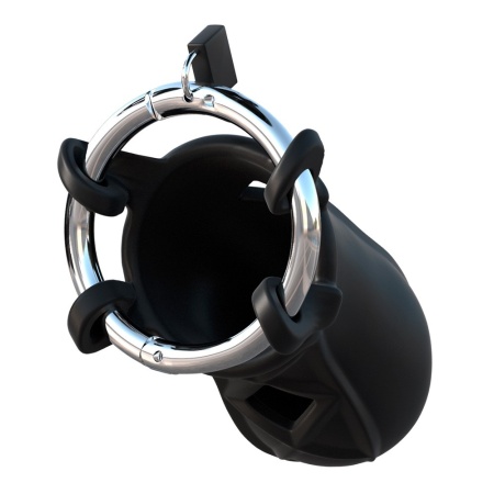 Klatka na penisa FCR Extreme Silicone Cock Bloc – regulowany pierścień, metalowy zamek, długość 9,5 cm - 6