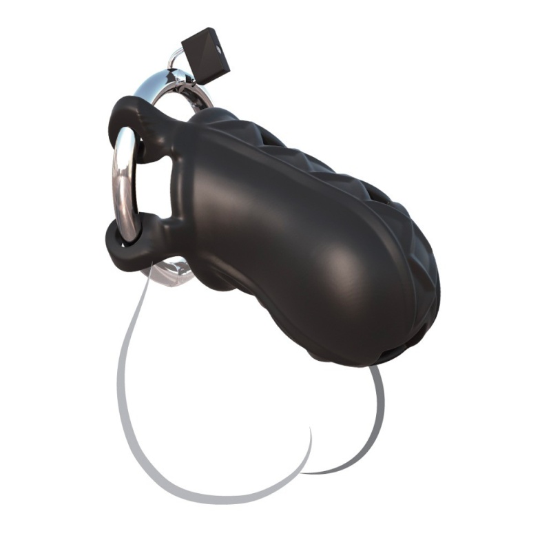 Klatka na penisa FCR Extreme Silicone Cock Bloc – regulowany pierścień, metalowy zamek, długość 9,5 cm - 7