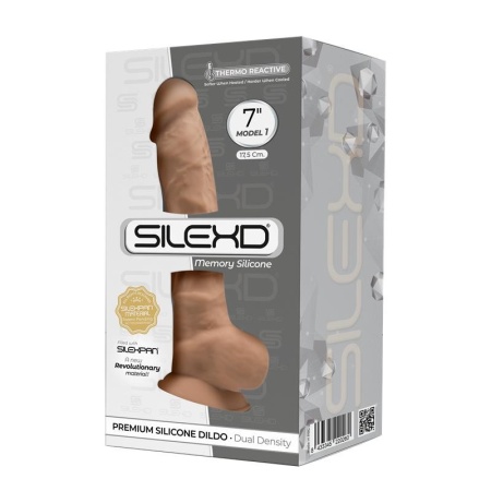 Dildo silikonowe Model 1 Caramel 17,7 cm - podwójna gęstość Silexpan i przyssawka - 1
