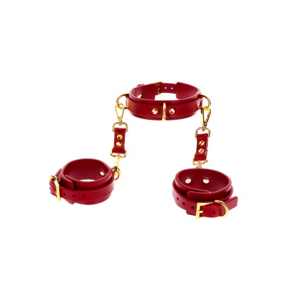 Obroża i mankiety D-Ring z regulacją obwodu szyi 32–36,5 cm i nadgarstków 17–22 cm - 1