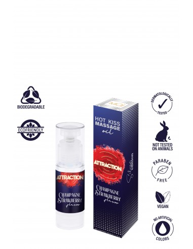 Massage Oil  Attraction Champagne Strawberry 50 ml - Olejki i żele do masażu - 3