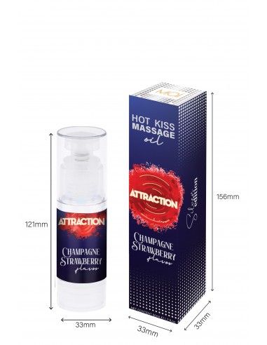 Massage Oil  Attraction Champagne Strawberry 50 ml - Olejki i żele do masażu - 5