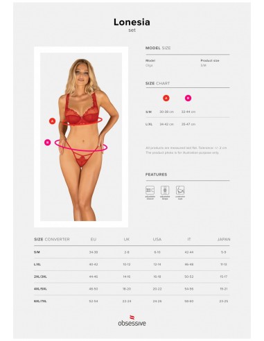 Lonesia komplet 2-częściowy czerwony  S/M - Komplety bielizny erotycznej - 7