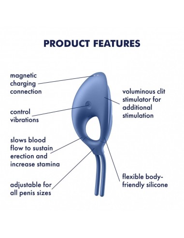 Wibrujący Pierścień Na Penisa Swordsman (Blue) - Pierścienie erekcyjne wibrujące - 7