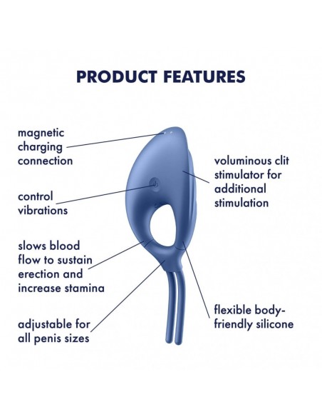 Wibrujący Pierścień Na Penisa Swordsman (Blue) - Pierścienie erekcyjne wibrujące - 7