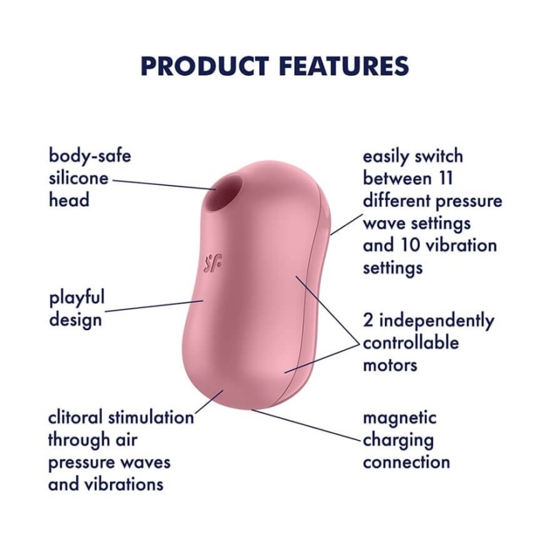 Stymulator łechtaczki Satisfyer Cotton Candy Light Red - fala powietrzna 11 trybów i 12 programów wibracji, 8,6 × 4,2 × 4,8 cm - 3