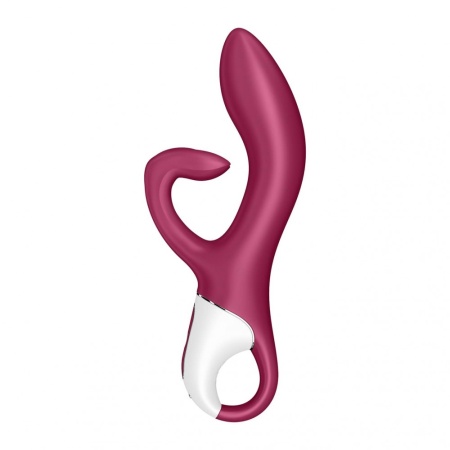 Wibrator Embrace Me (Berry) - dwusilnikowy, elastyczny silikon, 20,5 cm - 2