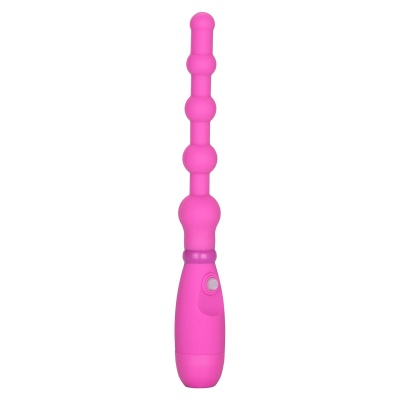 Wibrujący plug analny Booty Flexer z elastycznym trzonem i koralikami – 14,5 cm - 1