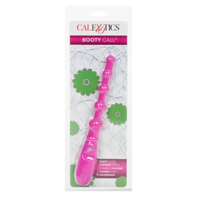 Wibrujący plug analny Booty Flexer z elastycznym trzonem i koralikami – 14,5 cm - 1 2