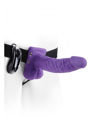 Strap-On Vibr Strap-On W Balls 7"""" Purple - Strap-ony, dilda na pasku z wibracją - 2