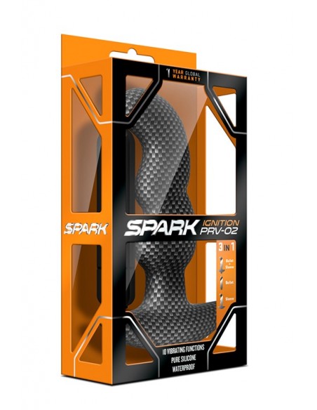 Zatyczka Analna z Wibracjami Spark Ignition Prv-02 Carbon Fiber - Kulki i korki analne wibrujące - 3
