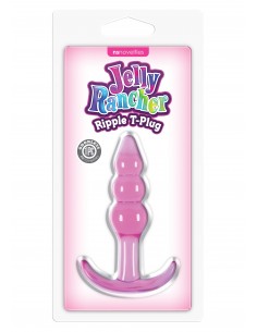 Korek Analny Jelly Rancher T-Plug Ripple Pink - Duże Korki Analne - 1 2