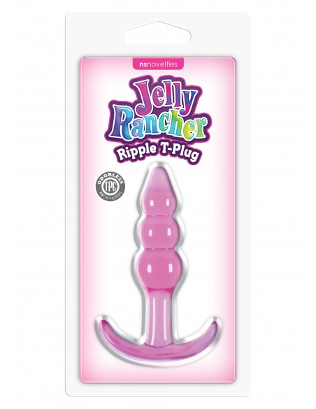 Korek Analny Jelly Rancher T-Plug Ripple Pink - Duże Korki Analne - 2