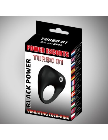 Turbo 01 Black Vibratinging Cockring - Pierścienie erekcyjne wibrujące - 3