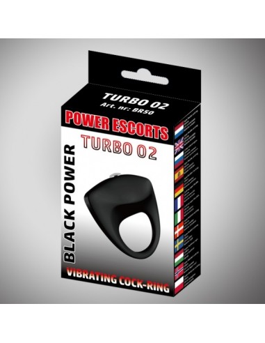 Turbo 02 Black Vibratinging Cockring - Pierścienie erekcyjne wibrujące - 3