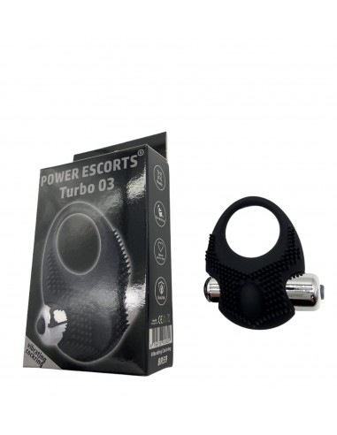Turbo 03 Black Vibrating Cockring - Pierścienie erekcyjne wibrujące - 3