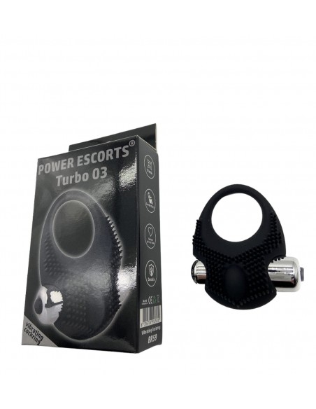 Turbo 03 Black Vibrating Cockring - Pierścienie erekcyjne wibrujące - 3
