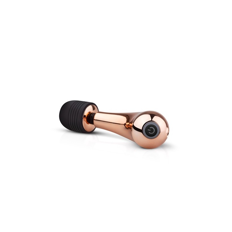 Wibrator wand Rosy Gold Nouveau Mini Curve - zakrzywiona, elastyczna głowica silikonowa 13 × 3 cm, 10 trybów wibracji - 3