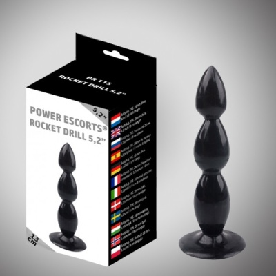 Korek analny Rocket Drill 13 cm z przyssawką – czarny - 1